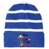 Dear Santa I Just Want Wine Funny Christmas Cool Gift Striped Beanie with Solid Band