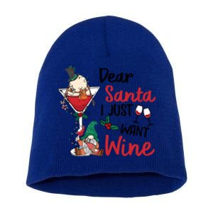 Dear Santa I Just Want Wine Funny Christmas Cool Gift Short Acrylic Beanie