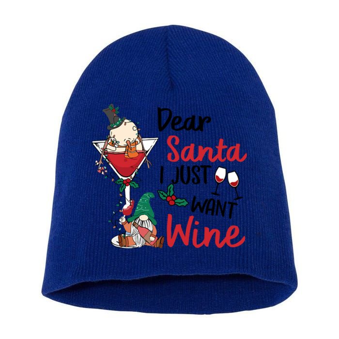 Dear Santa I Just Want Wine Funny Christmas Cool Gift Short Acrylic Beanie