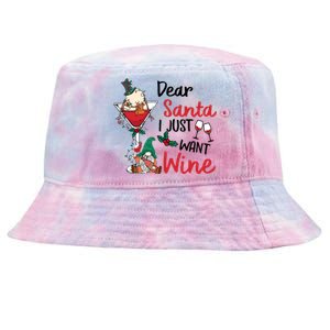 Dear Santa I Just Want Wine Funny Christmas Cool Gift Tie-Dyed Bucket Hat