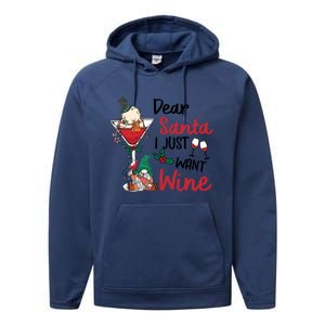 Dear Santa I Just Want Wine Funny Christmas Cool Gift Performance Fleece Hoodie