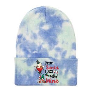 Dear Santa I Just Want Wine Funny Christmas Cool Gift Tie Dye 12in Knit Beanie