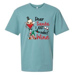 Dear Santa I Just Want Wine Funny Christmas Cool Gift Sueded Cloud Jersey T-Shirt