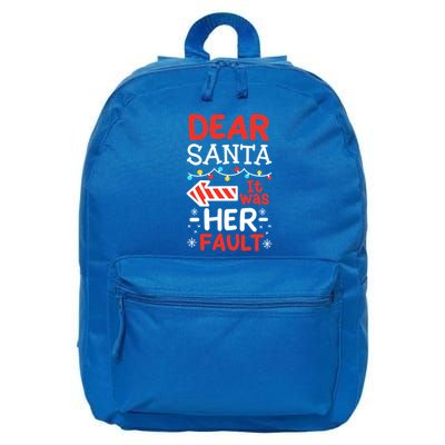 Dear Santa It Was Her Fault Family Christmas Pajamas Gift 16 in Basic Backpack