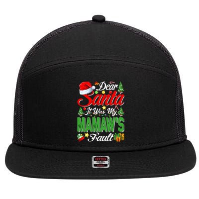 Dear Santa It Was My Mamaws Fault Christmas Cool Gift 7 Panel Mesh Trucker Snapback Hat