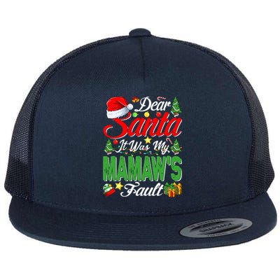 Dear Santa It Was My Mamaws Fault Christmas Cool Gift Flat Bill Trucker Hat