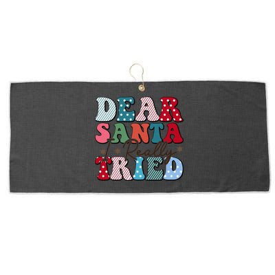 Dear Santa I Tried Winter Funny Christmas Xmas Gift Large Microfiber Waffle Golf Towel