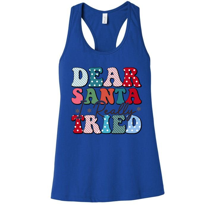 Dear Santa I Tried Winter Funny Christmas Xmas Gift Women's Racerback Tank