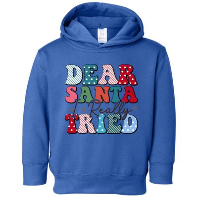 Dear Santa I Tried Winter Funny Christmas Xmas Gift Toddler Hoodie