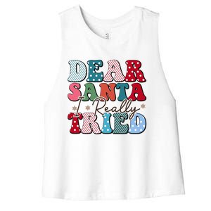 Dear Santa I Tried Winter Funny Christmas Xmas Gift Women's Racerback Cropped Tank