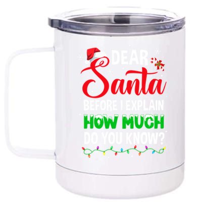 Dear Santa I Can Explain Funny Christmas Adults Gift 12 oz Stainless Steel Tumbler Cup