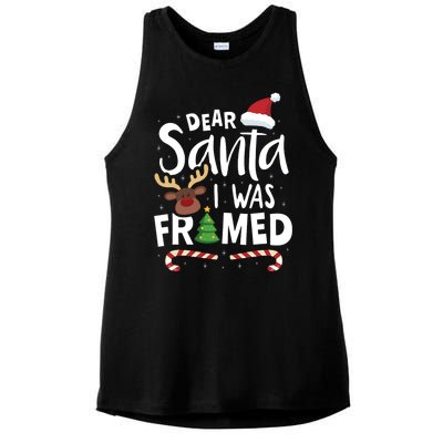 Dear Santa I Was Framed Ladies PosiCharge Tri-Blend Wicking Tank