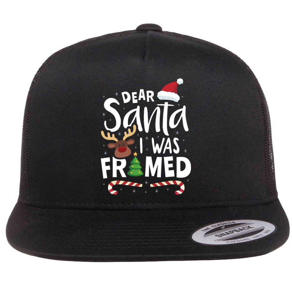 Dear Santa I Was Framed Flat Bill Trucker Hat