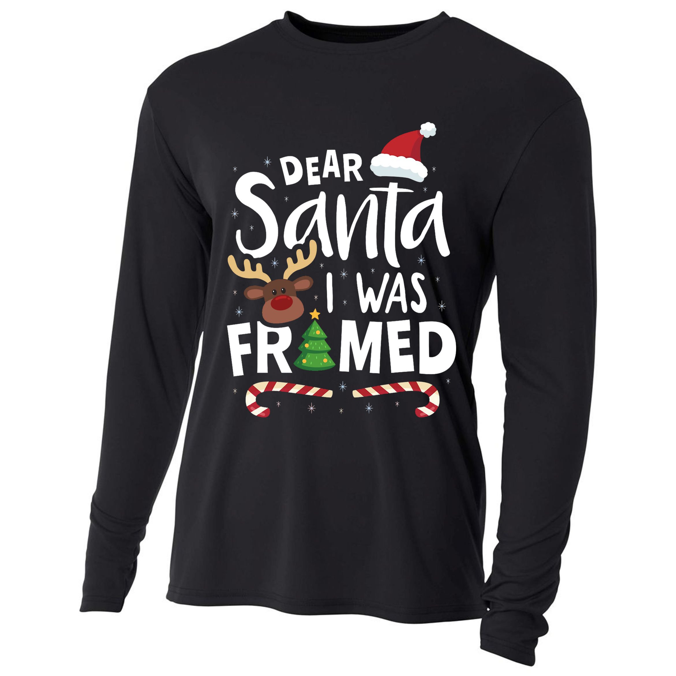 Dear Santa I Was Framed Cooling Performance Long Sleeve Crew