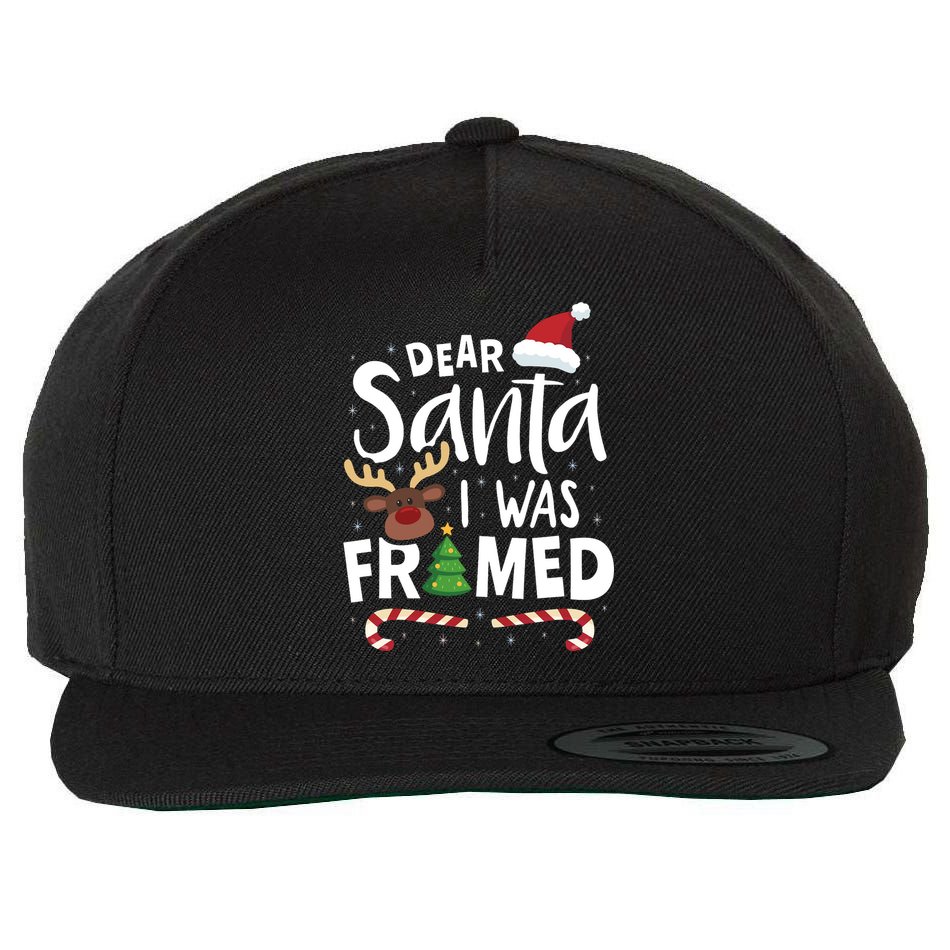 Dear Santa I Was Framed Wool Snapback Cap