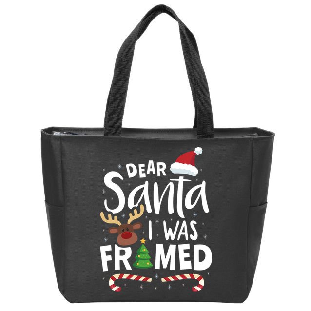 Dear Santa I Was Framed Zip Tote Bag