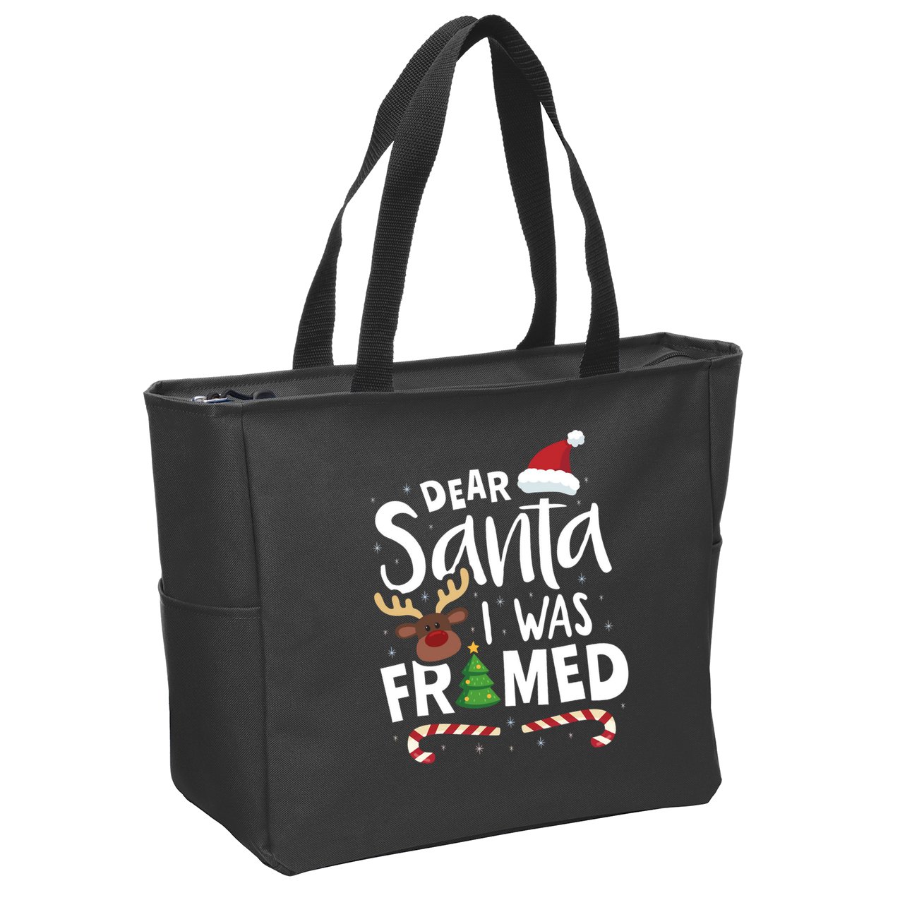 Dear Santa I Was Framed Zip Tote Bag