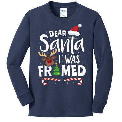 Dear Santa I Was Framed Kids Long Sleeve Shirt