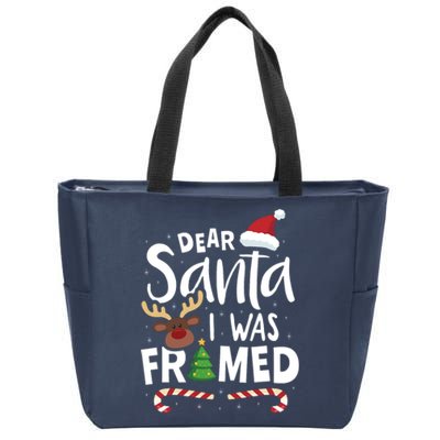 Dear Santa I Was Framed Zip Tote Bag