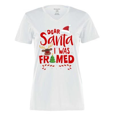 Dear Santa I Was Framed Women's Momentum V-Neck T-Shirt