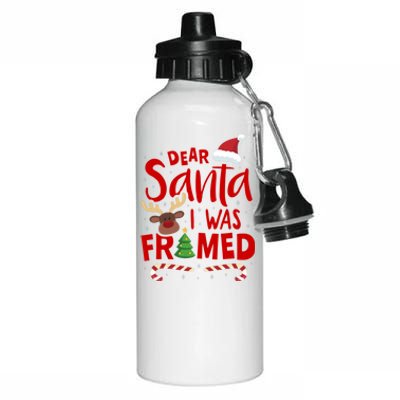 Dear Santa I Was Framed Aluminum Water Bottle 