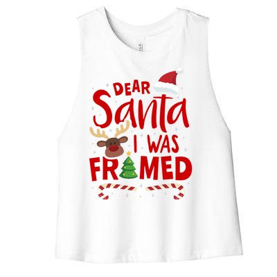 Dear Santa I Was Framed Women's Racerback Cropped Tank