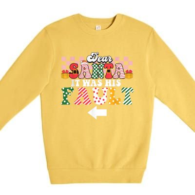 Dear Santa It Was Her Fault Funny Christmas Couples Matching Cute Gift Premium Crewneck Sweatshirt