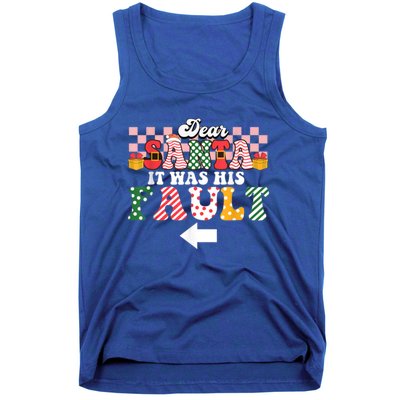 Dear Santa It Was Her Fault Funny Christmas Couples Matching Cute Gift Tank Top