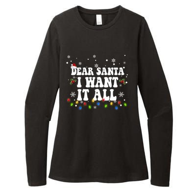 Dear Santa I Want It All Christmas Lights Pj Family Matching Gift Womens CVC Long Sleeve Shirt