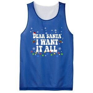 Dear Santa I Want It All Christmas Lights Pj Family Matching Gift Mesh Reversible Basketball Jersey Tank