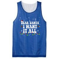 Dear Santa I Want It All Christmas Lights Pj Family Matching Gift Mesh Reversible Basketball Jersey Tank