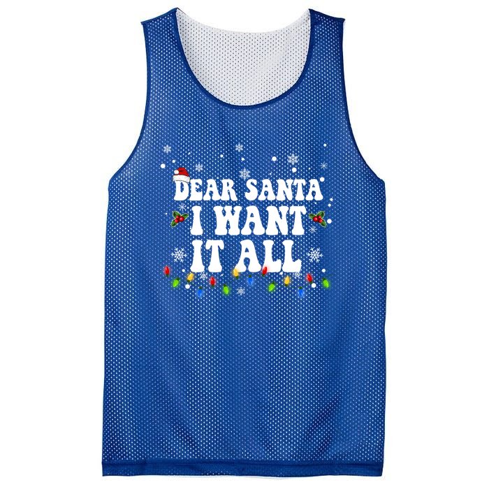 Dear Santa I Want It All Christmas Lights Pj Family Matching Gift Mesh Reversible Basketball Jersey Tank