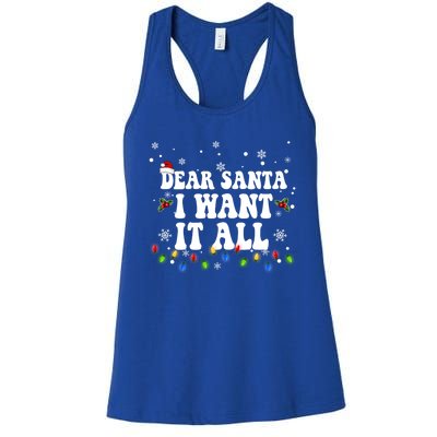 Dear Santa I Want It All Christmas Lights Pj Family Matching Gift Women's Racerback Tank