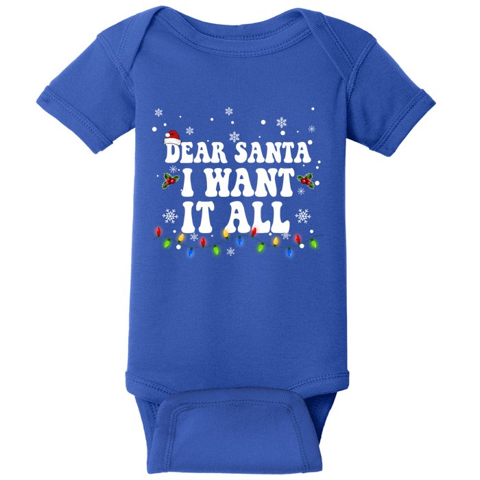 Dear Santa I Want It All Christmas Lights Pj Family Matching Gift Baby Bodysuit