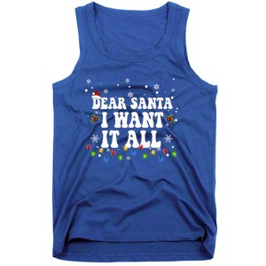 Dear Santa I Want It All Christmas Lights Pj Family Matching Gift Tank Top