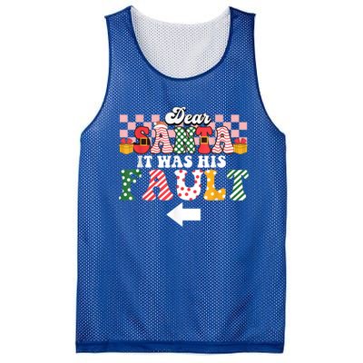 Dear Santa It Was Her Fault Funny Christmas Couples Matching Gift Mesh Reversible Basketball Jersey Tank