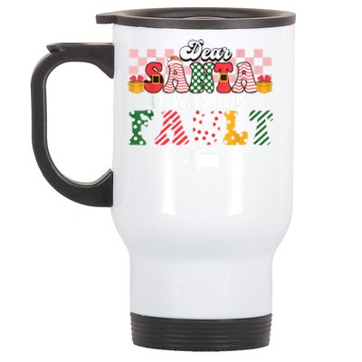 Dear Santa It Was Her Fault Funny Christmas Couples Matching Gift Stainless Steel Travel Mug