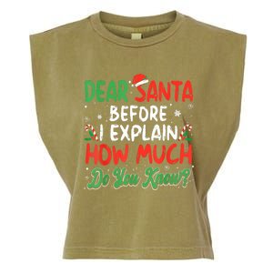 Dear Santa I Can Explain Funny Christmas Garment-Dyed Women's Muscle Tee