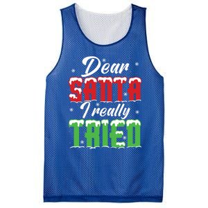 Dear Santa I Really Tried Cute Gift Mesh Reversible Basketball Jersey Tank