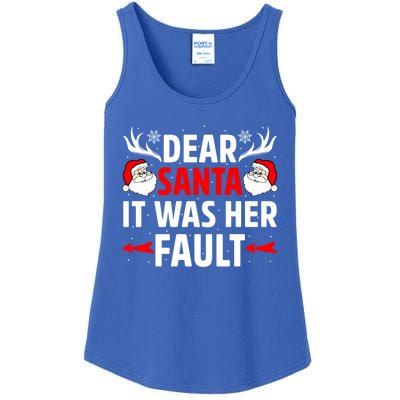 Dear Santa It Was Her Fault Funny Christmas Couples Present Meaningful Gift Ladies Essential Tank