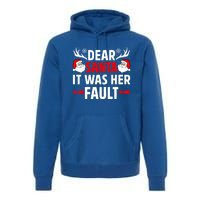 Dear Santa It Was Her Fault Funny Christmas Couples Present Meaningful Gift Premium Hoodie