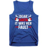 Dear Santa It Was Her Fault Funny Christmas Couples Present Meaningful Gift Tank Top