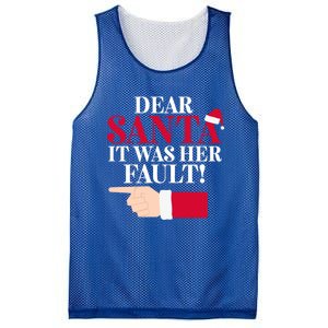 Dear Santa It Was Her Fault Funny Christmas Matching Outfit Gift Mesh Reversible Basketball Jersey Tank