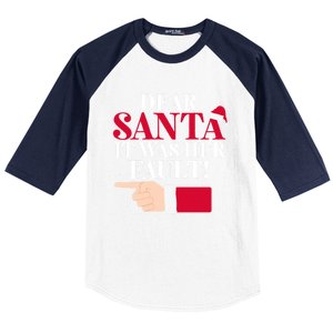 Dear Santa It Was Her Fault Funny Christmas Matching Outfit Gift Baseball Sleeve Shirt