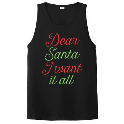 Dear Santa I Want It All Funny Christmas Humor Xmas Holiday Funny Gift PosiCharge Competitor Tank