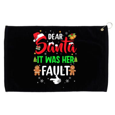 Dear Santa It Was Her Fault Funny Christmas Couples Gift Grommeted Golf Towel