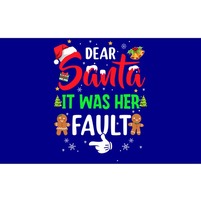 Dear Santa It Was Her Fault Funny Christmas Couples Gift Bumper Sticker