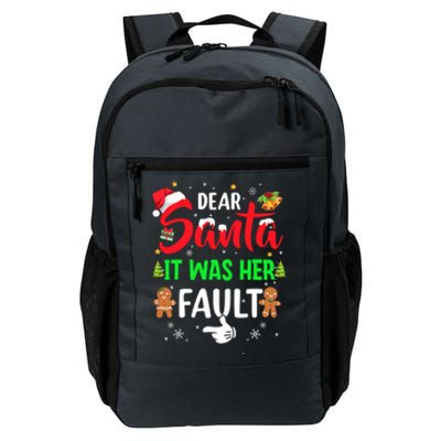 Dear Santa It Was Her Fault Funny Christmas Couples Gift Daily Commute Backpack