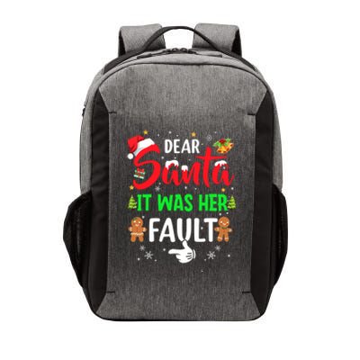 Dear Santa It Was Her Fault Funny Christmas Couples Gift Vector Backpack