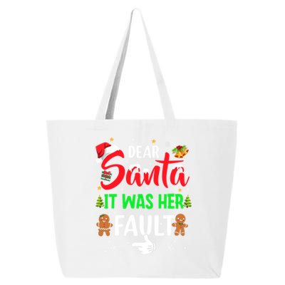 Dear Santa It Was Her Fault Funny Christmas Couples Gift 25L Jumbo Tote